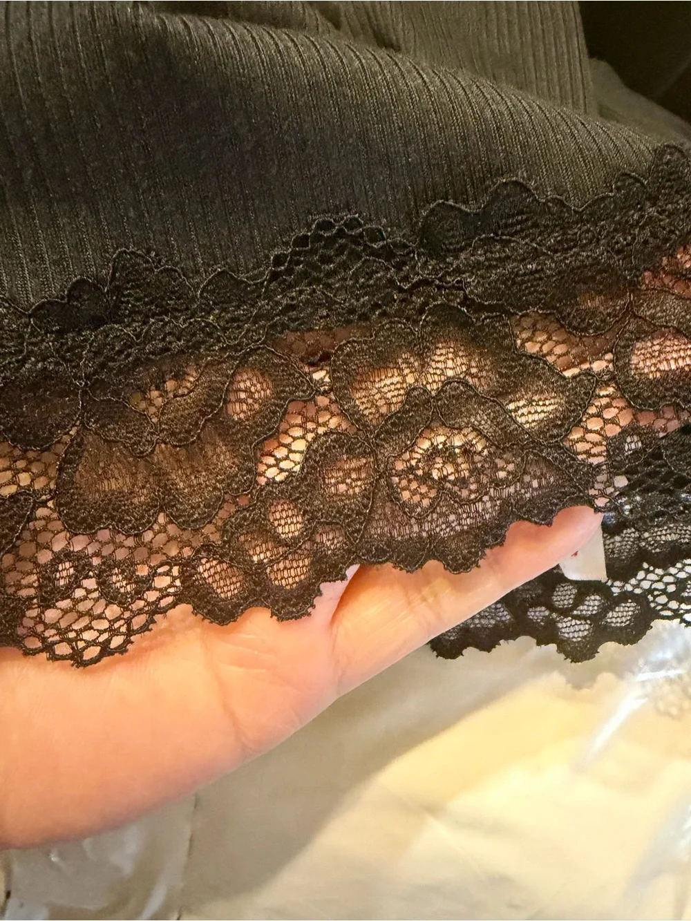 Justice Black Short Sleeve Lace-Hem Tee